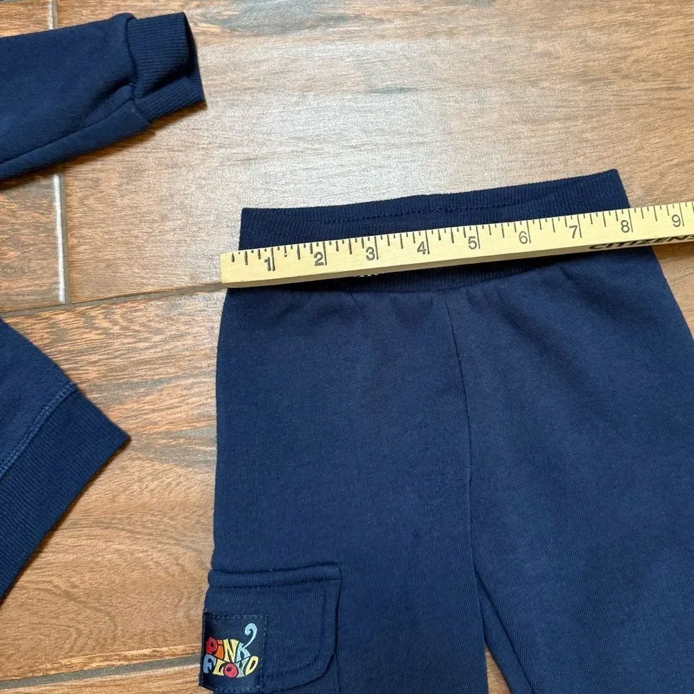 Pink Floyd Toddler 2 Piece Sweatsuit Sweatpants & Hoodie Navy Blue Sz 18M